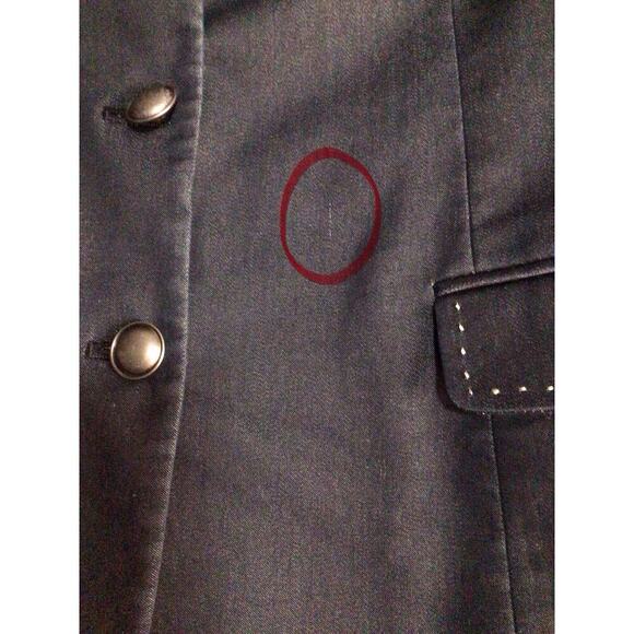 Tahari Blazer Jacket Women’s 14 Navy Blue 3-Button Long Sleeve Contrast Stitch - Picture 9 of 9